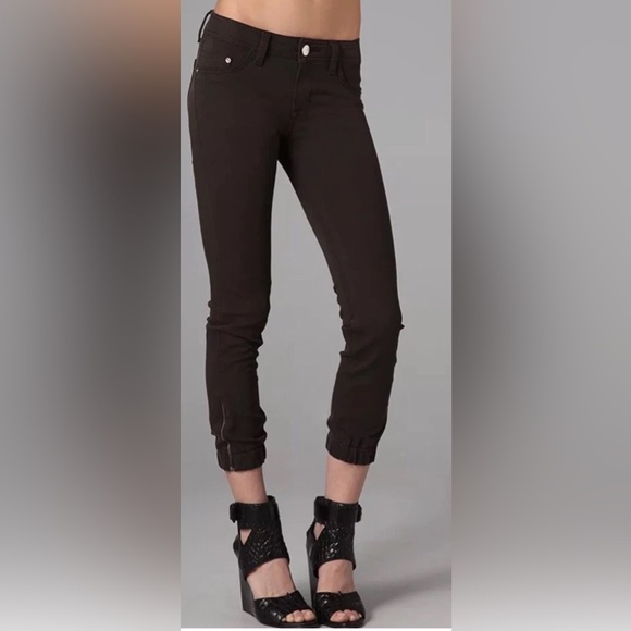 DL1961 Brown City Cinch Cropped Elastic Cuff Jeans 4-way Stretch 360 Comfort - Picture 1 of 10